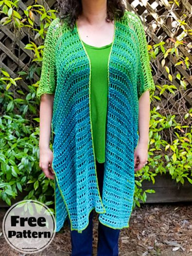 10 Summer Stylish Long Crochet Vest Free Patterns