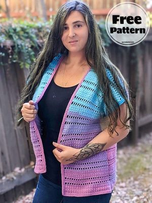 10 Summer Stylish Long Crochet Vest Free Patterns