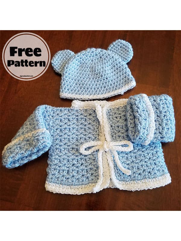 Crochet newborn hat and jacket free pattern