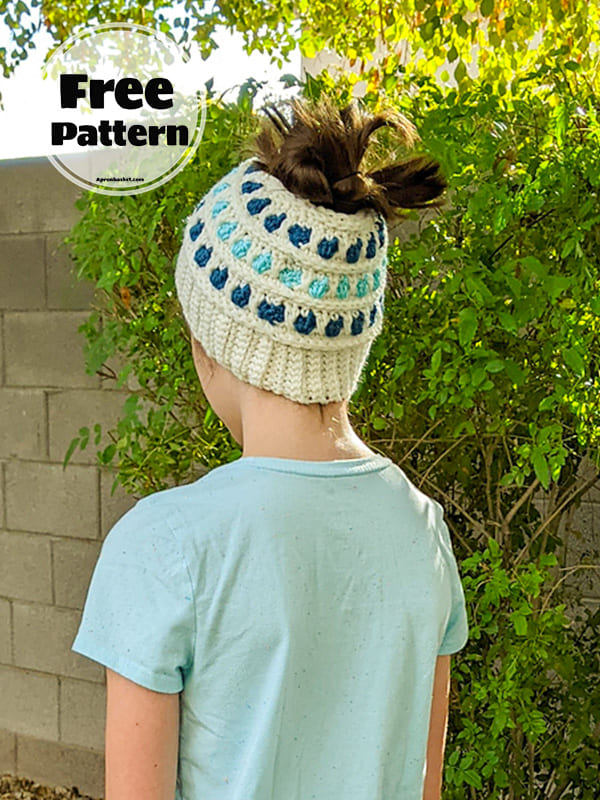 Messy Bun Free Crochet Beanie Pattern