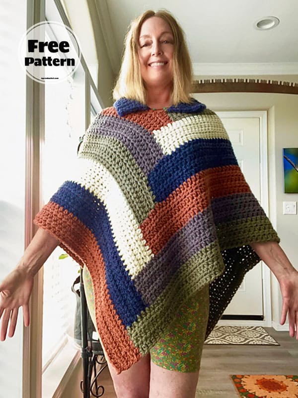 Kaleidoscope Free Simple Crochet Poncho Pattern