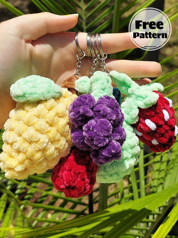 5 Different Fruits Crochet Keychain Free Pattern (2)