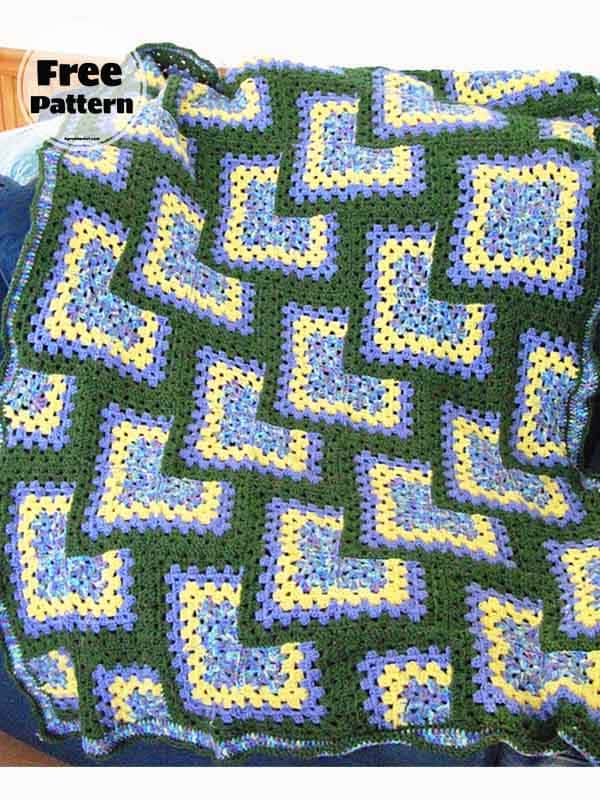 Afghan Free Crochet Blanket Granny Square Pattern
