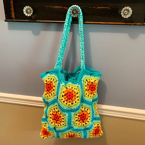 Crochet Granny Square Hexagon Beach Bag Free Pattern