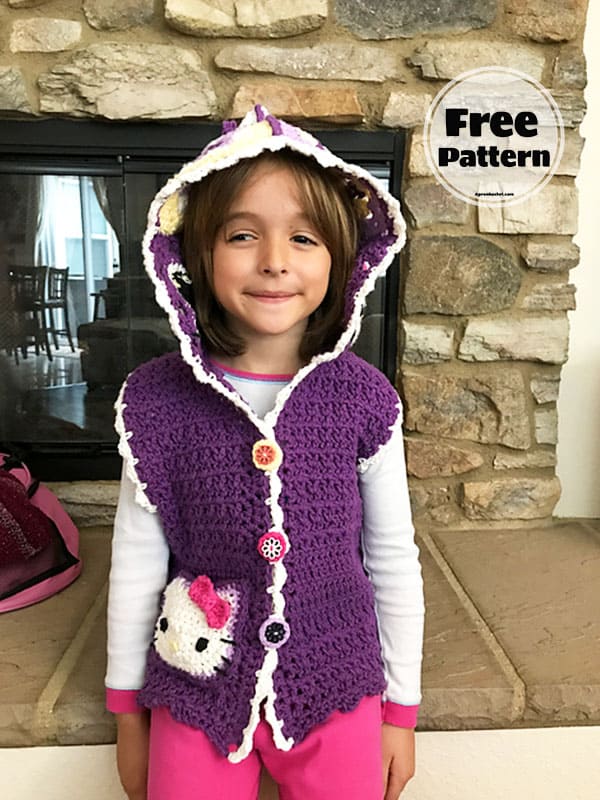 For Cute Child Girl Free Hoodie Crochet Pattern