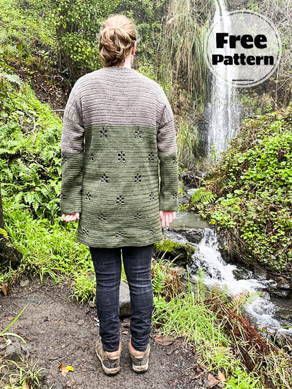 Leaf Long Crochet Cardigan Free Pattern (2)