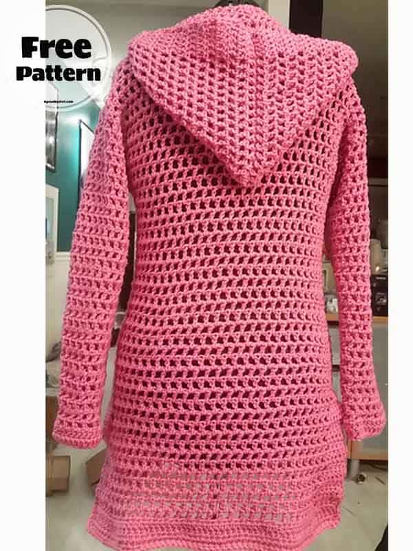 Summer Mesh Free Crochet Hoodie Pattern 