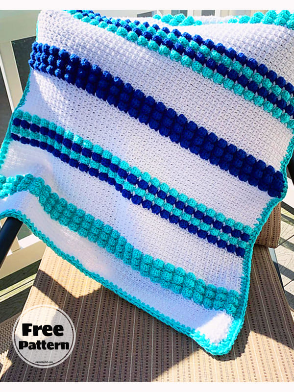 Blue Bobble Crochet Baby Blanket Free Pattern