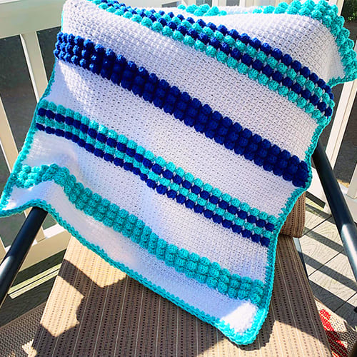 Blue Bobble Crochet Baby Blanket Free Pattern