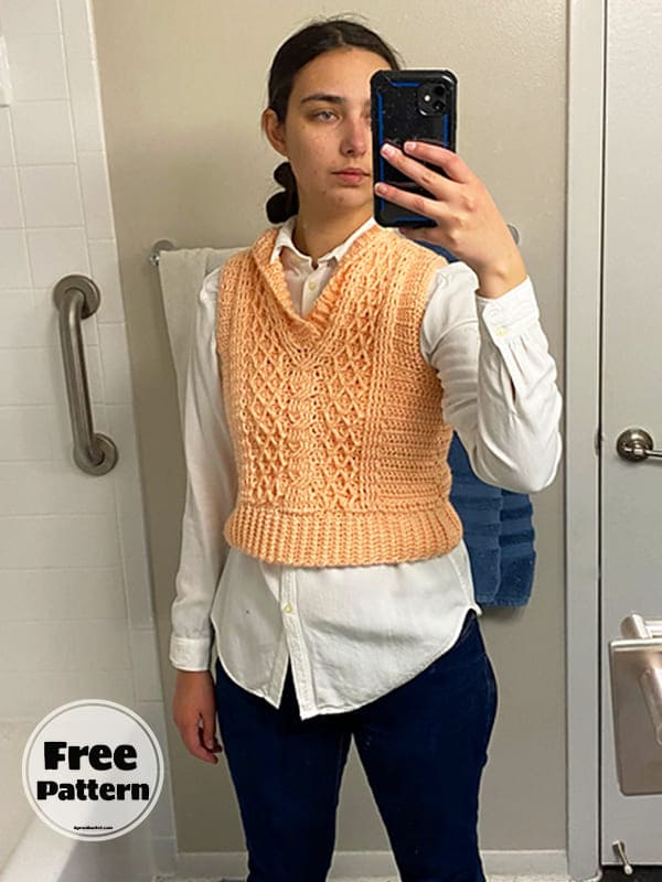 Cabled Crochet Easy Vest Free Pattern
