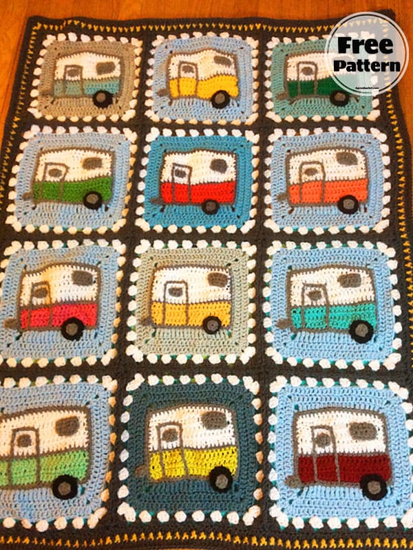 Mini Caravan Blanket Crochet Squares Free Pattern