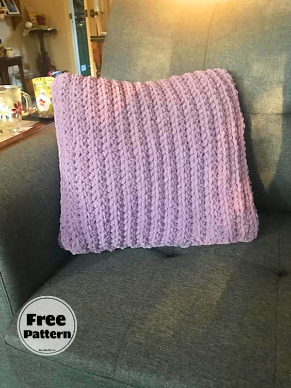 Purple Crochet A Pillow Cover Free Pattern