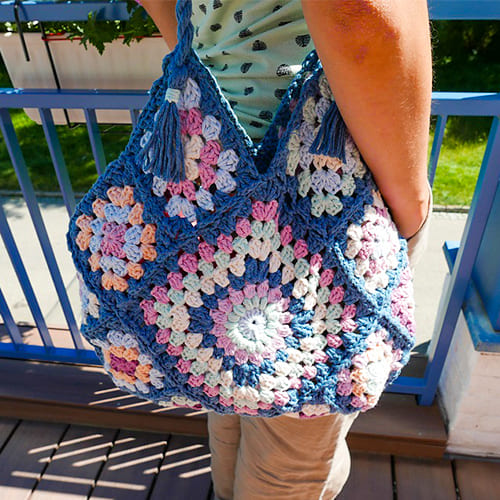 Spring Crochet Granny Square Bag Free Pattern