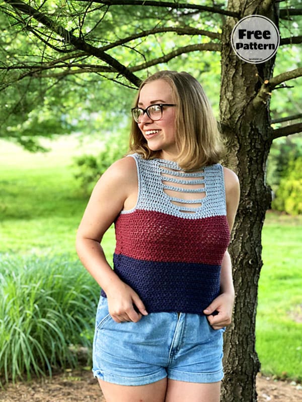 Tricolor Free Crocheted Tank Top Pattern 