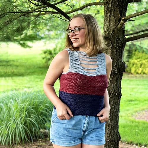 Tricolor Free Crocheted Tank Top Pattern