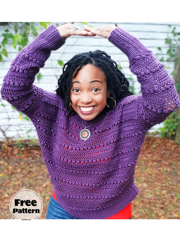 Bead Stitch Free Sweater Crochet Pattern 