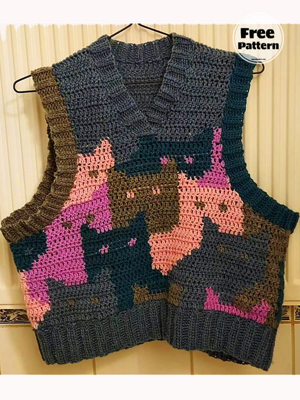 Best Crochet Vest Design Kitty Free Pattern