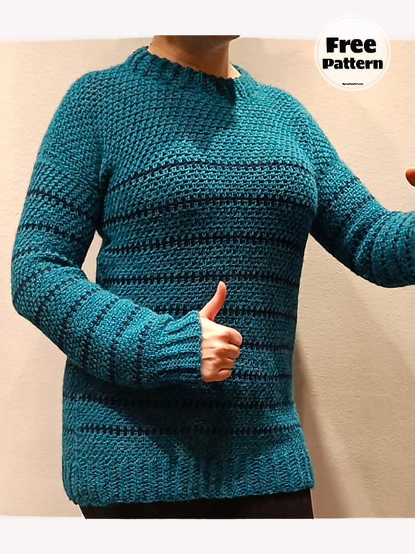 Blue Crochet Striped Sweater Pattern Free