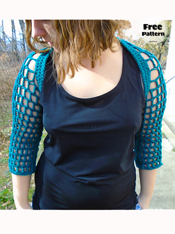 Blue Free Mesh Shrug Crochet Pattern