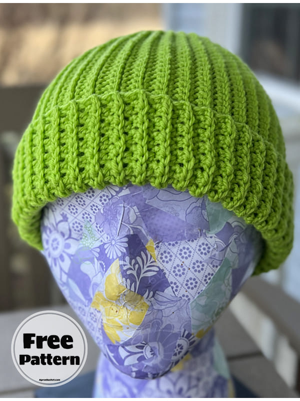 Crochet Ribbed Winter Beanie Hat Free Pattern (2)