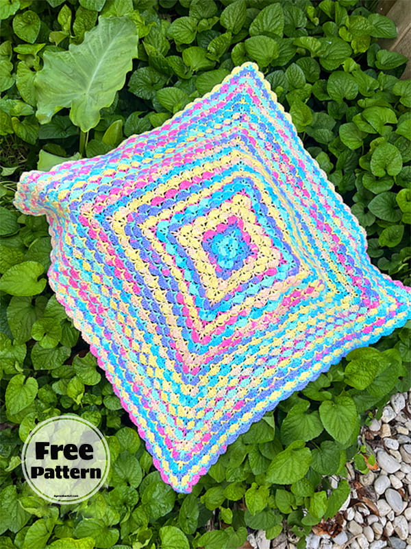 Square Crochet Shell Stitch Blanket Free Pattern PDF