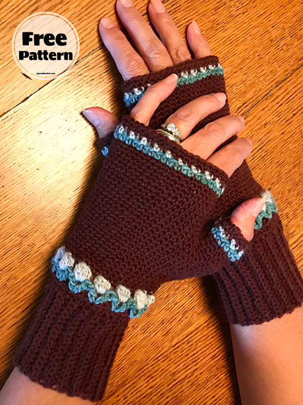 Tulips Easy Crochet Fingerless Mittens Pattern Free PDF 