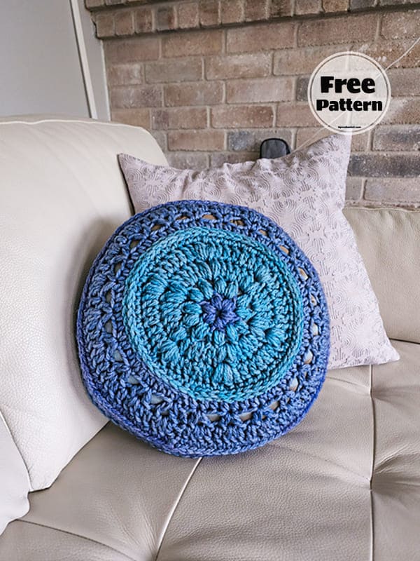 Unique Flower Free Crochet Round Pillow Pattern