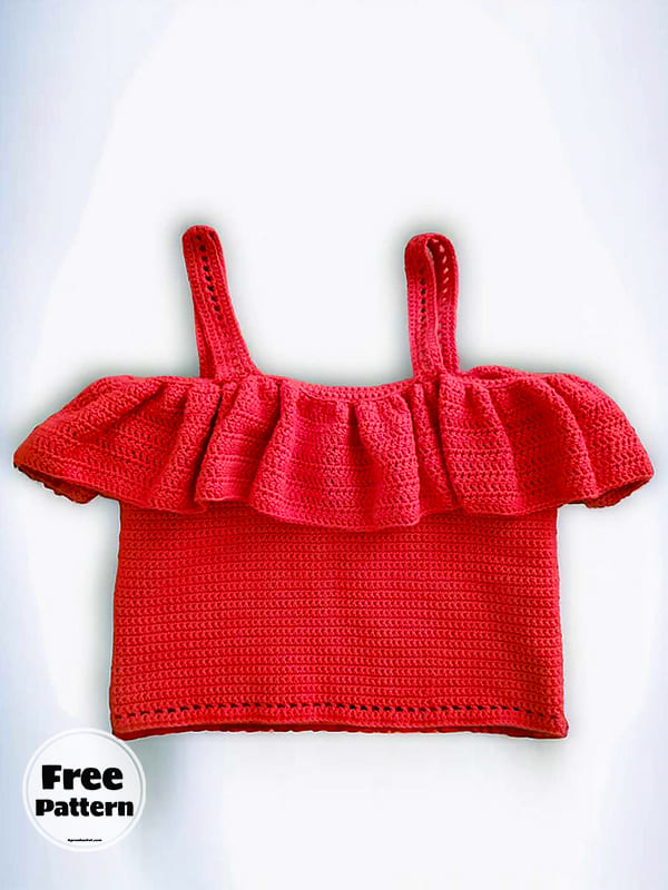 Sweet Red Crochet Cropped Tank Top Free Pattern 