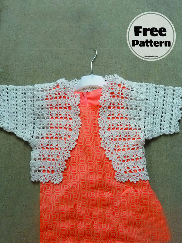 White Crochet Bolero Jacket For Little Girls Free Pattern