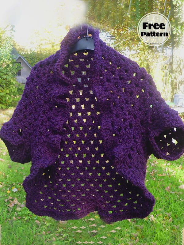 Easy Ruffle Border Free Cocoon Shrug Crochet Pattern