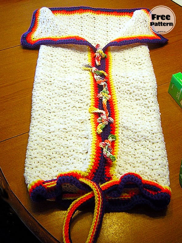 Rainbow Bunting Baby Cocoon Crochet Pattern Free PDF