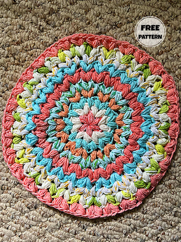 Round Free Simple Crochet Dishcloth Pattern