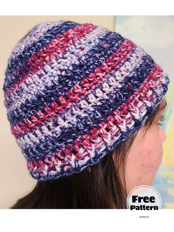 Tricolor Crochet Beanie For Beginners Free Pattern