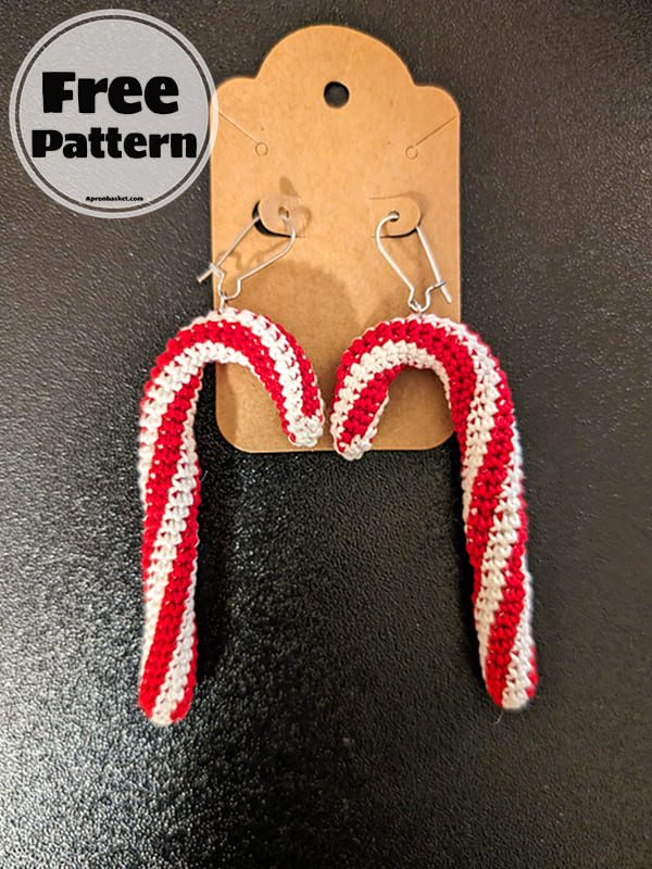 Free Candy Cane Crochet Christmas Earrings Pattern (2)